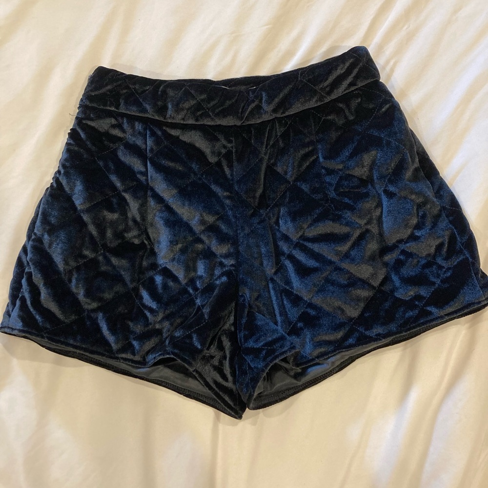 Missguided black velvet shorts